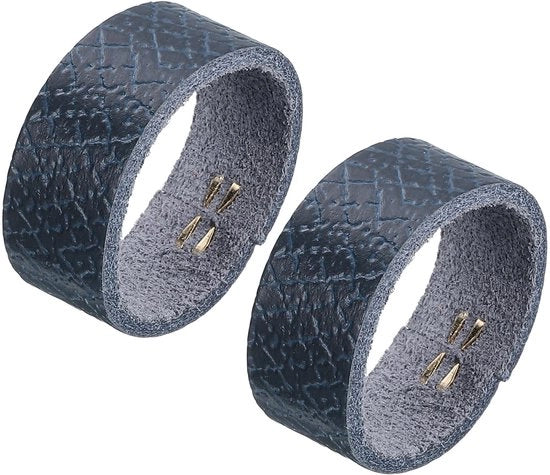 Otturatore a Rulli 2 Pezzi - Pelle - Riserva Otturatore - Accessori per Cinturino - Blu Scuro - Installazione Facile - 8,5 cm x 1,3 cm - Otturatore per Rulli