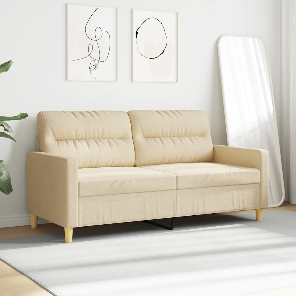 Divano a 2 Posti Crema 140 cm in Tessuto 359237