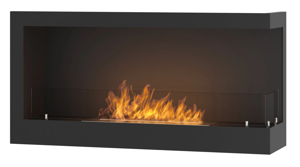 Camino a Bioetanolo da Incasso 90x45 cm Corner 900 Right Destro Nero con Vetro