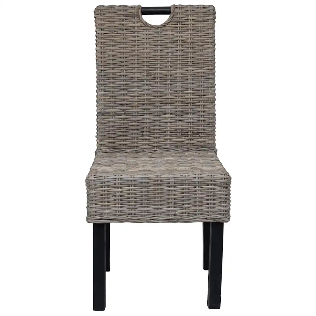 Sedie Sala da Pranzo 2 pz in Rattan Kubu e Legno di Mango 243638