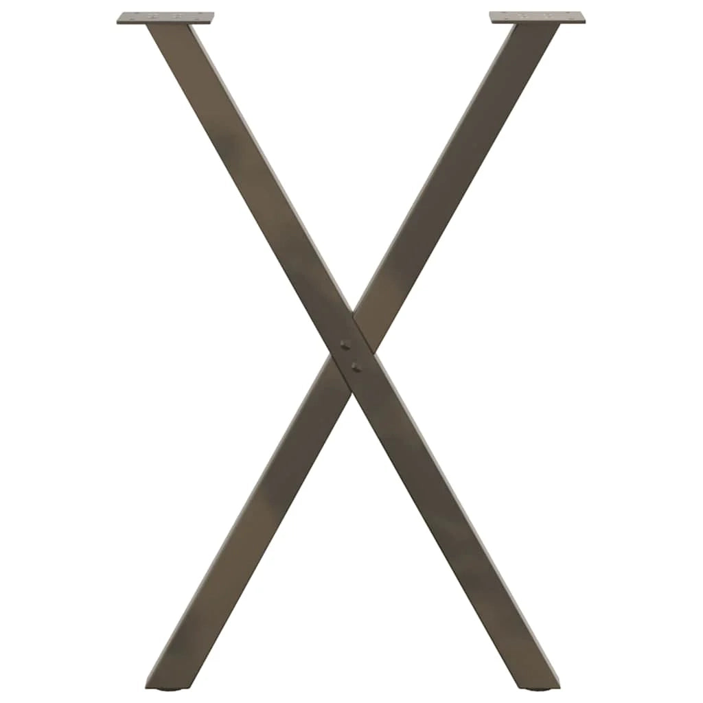 Set di 2 gambe per tavolo da pranzo a forma di X 50 x 73 cm con piedini regolabili design moderno acciaio naturale 02_0057184