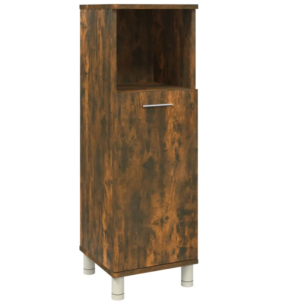 Armadietto Bagno | Armadio da bagno Rovere Fumo 30x30x95 cm in Legno Multistrato