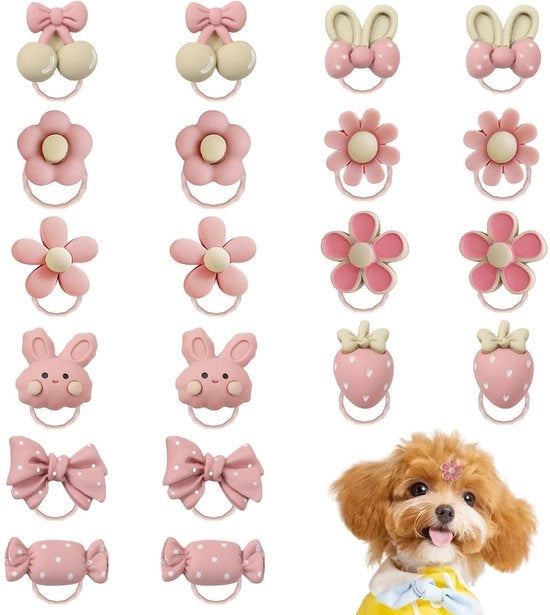 Decorazioni per Cane in Elastico, 20 pezzi, Rosso, Accessori per Cani, Decorazioni per Cuccioli, Materiale Sostenibile, Bende Decorative
