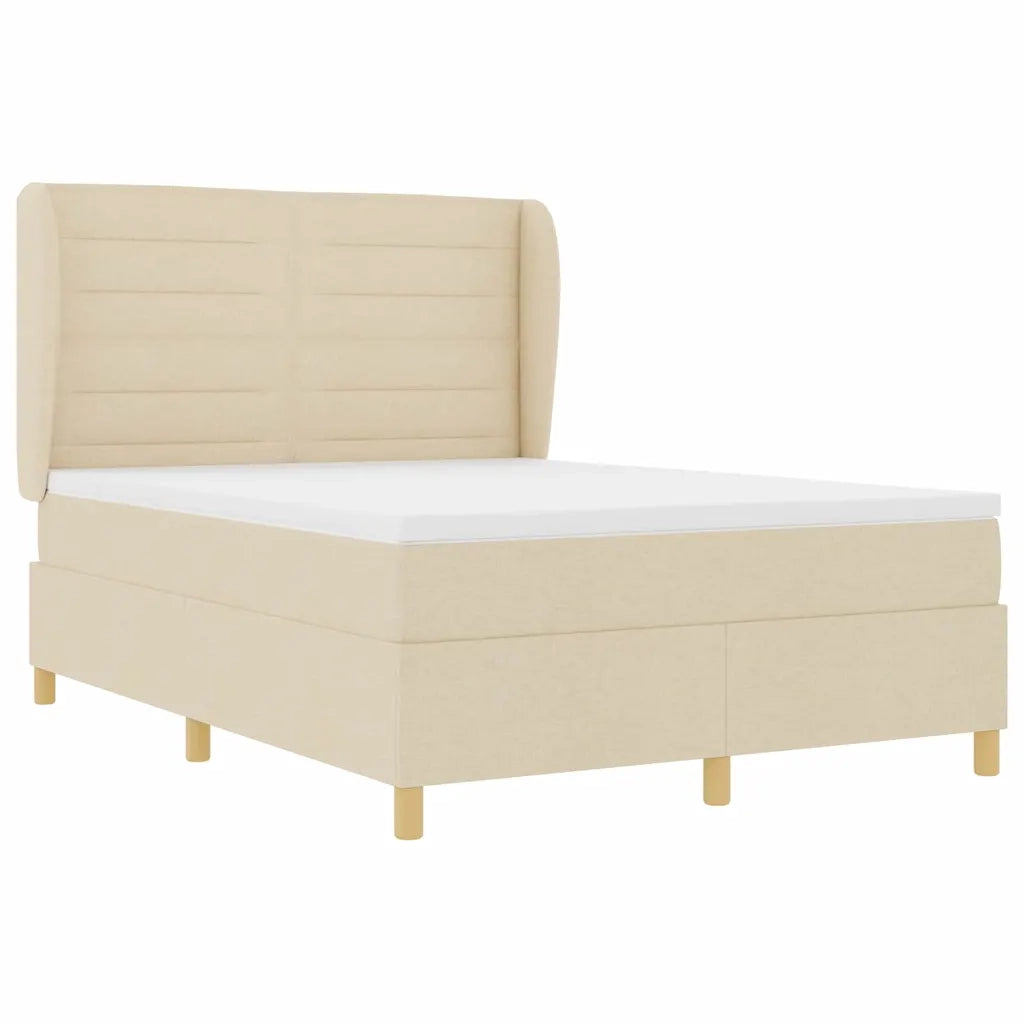 Letto a molle con materasso Crema 200 x 160 cm Tessuto 3340702