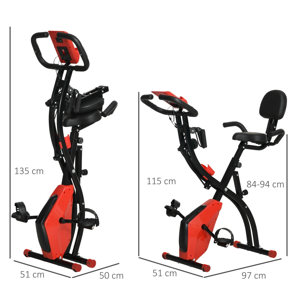 Bicicletta Fitness Pieghevole Regolabile con Schermo LCD ¨C Zephmum ¨C 105x48x118 cm Rosso