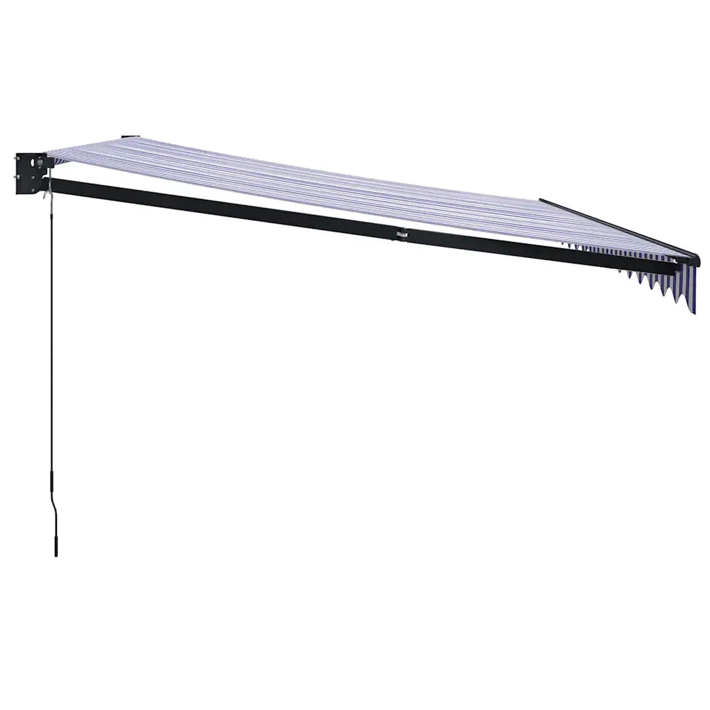 Tenda Sole Retrattile Blu e Bianca 4,5x3 m Tessuto e Alluminio
