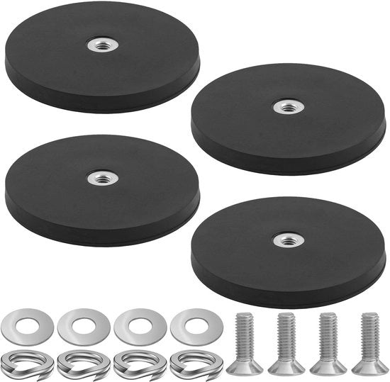 Magneetti Neodymium con foro diametro 4 pezzi Magneetti Neodymium Extra forti con filo D43 x 6 mm M4 magneetti a vite Piano Incassato testa per viti Occhiello o gancio Nero