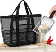 Set di borse da spiaggia XXL - Borsa da spiaggia con cerniera - Borsa da spiaggia pieghevole - Borsa da spiaggia in vimini - Borsa da spiaggia con chiusura a cerniera - Incluso coltellino in acciaio inossidabile - Set di borse da spiaggia