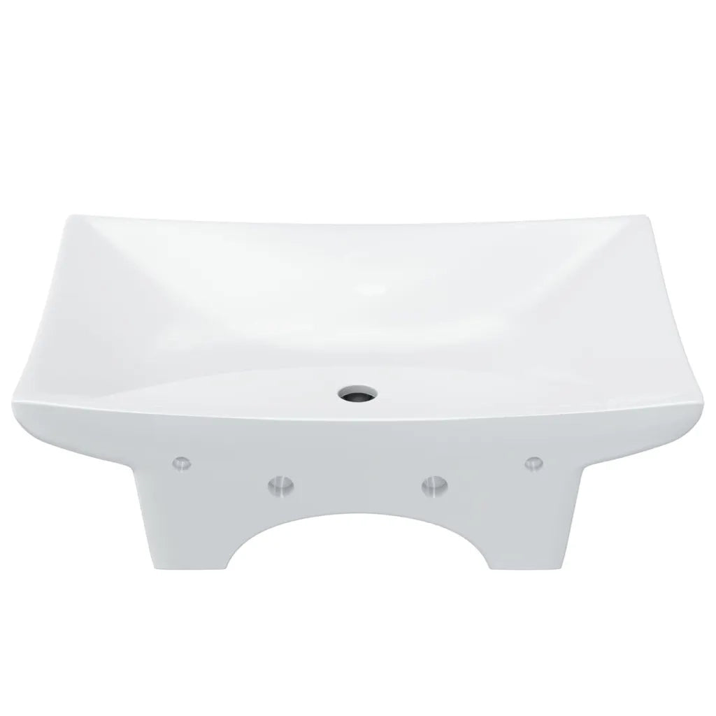 Lavabo-Lavandino Ceramica Lusso Rettangolare Foro di Trabocco e Foro Rubinetto