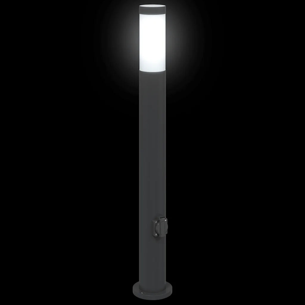 Lampada a paletto con presa elettrica 80 cm Acciaio Inox IP44 4006037