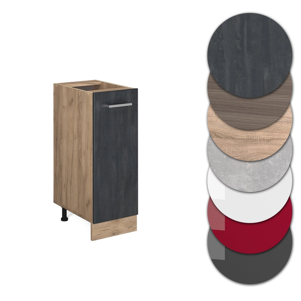 Armadio cucina dispensa alto R-Line Calce nera/Rovere dorato 30 cm PL Marmo Vicco