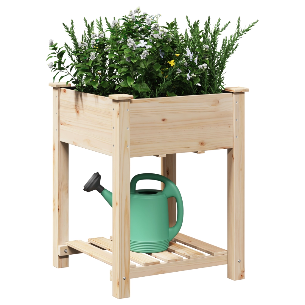 Piantana da Giardino  con Ripiano 60x60x76 cm in Legno Massello di Abete