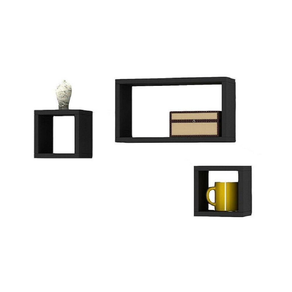 Trade Shop - Set 3 Mensole Cubi A Parete In Legno Mdf Scaffale Libreria Mensola Vari Colori -