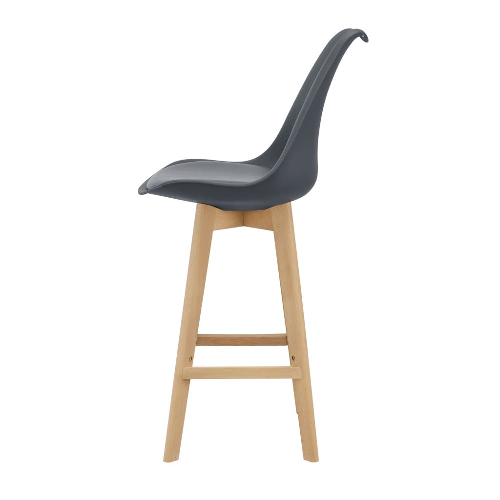 Set di 6 sgabelli da bar in plastica sintetica finitura faggio 105 x 48 x 58 cm grigio 03_0008726