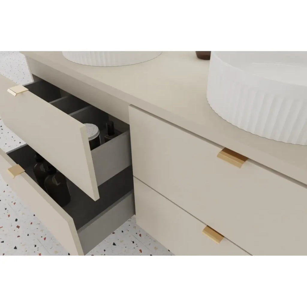Set bagno BELLA: mobile sotto lavabo 120cm + piano per lavabo + colonna di stoccaggio
