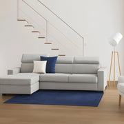 Divano fisso Akela, Divano ad angolo, Made in Italy, SofÒ  Soggiorno con chaise longue, in tessuto imbottito - Penisola contenitore Sinistra, con Braccioli standard, cm 280x95h85, Grigio