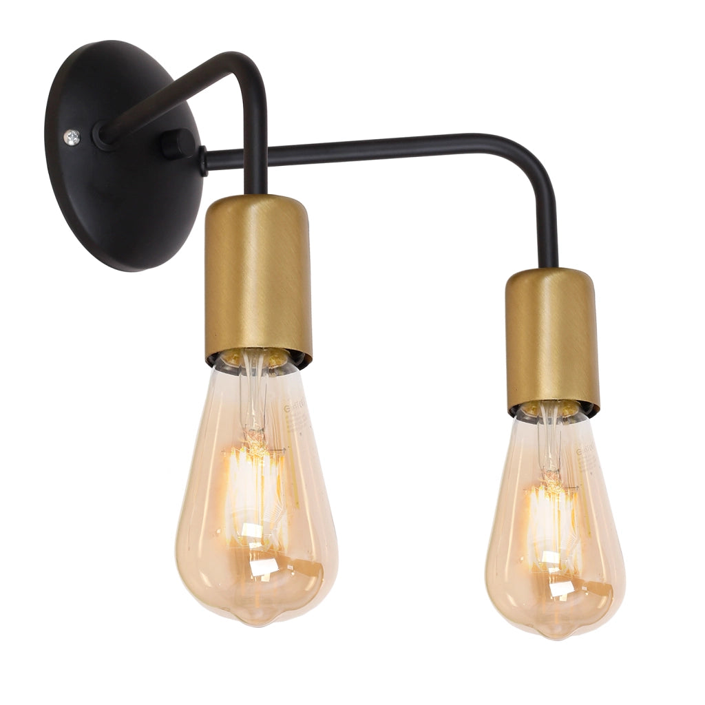 Applique industriale doppia nera oro Brenda 2xE27 Luminex