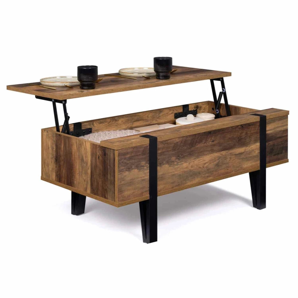IDMarket - Tavolino rettangolare alzabile in legno AUSTRIA con base a perno