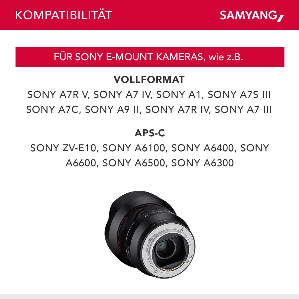 Obiettivo fotografico grandangolare AF 14mm F2,8 compatibile con Sony FE, ultra autofocus con lunghezza focale fissa, per fotocamere mirrorless full-frame e APS-C con attacco E mount