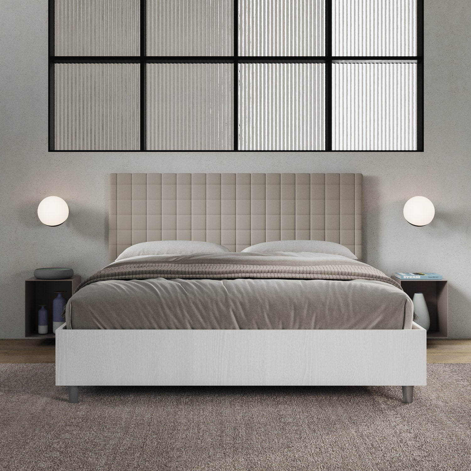 Letto Matrimoniale 160x200 cm Senza Rete Burmy Tortora