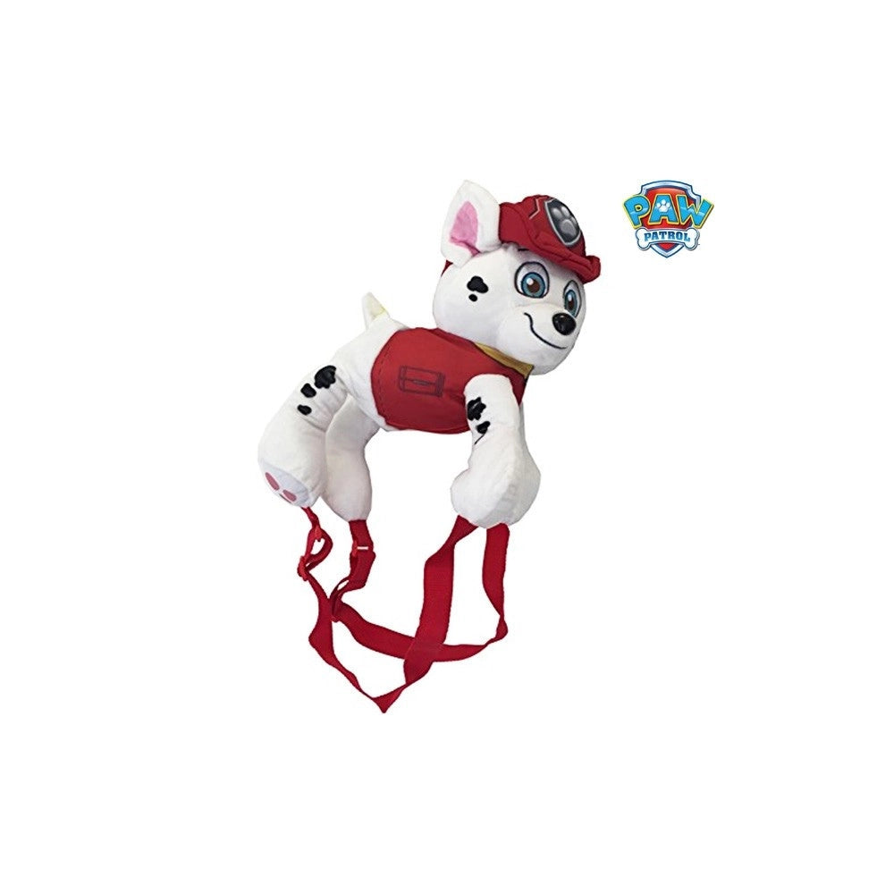 Trade Shop - Zaino Peluche Marshall Rosso Zip 13 Cm Zainetto Scuola Tempo Libero Paw Patrol -
