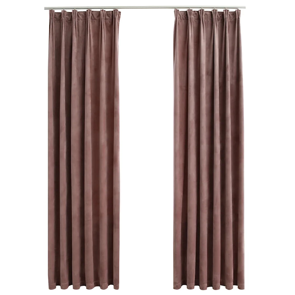 Tende Oscuranti con Ganci 2 pz Rosa Antico in Velluto 140x245cm 134526