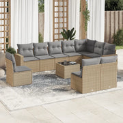 Set Divani da Giardino 11 pz con Cuscini Beige in Polyrattan 3251456