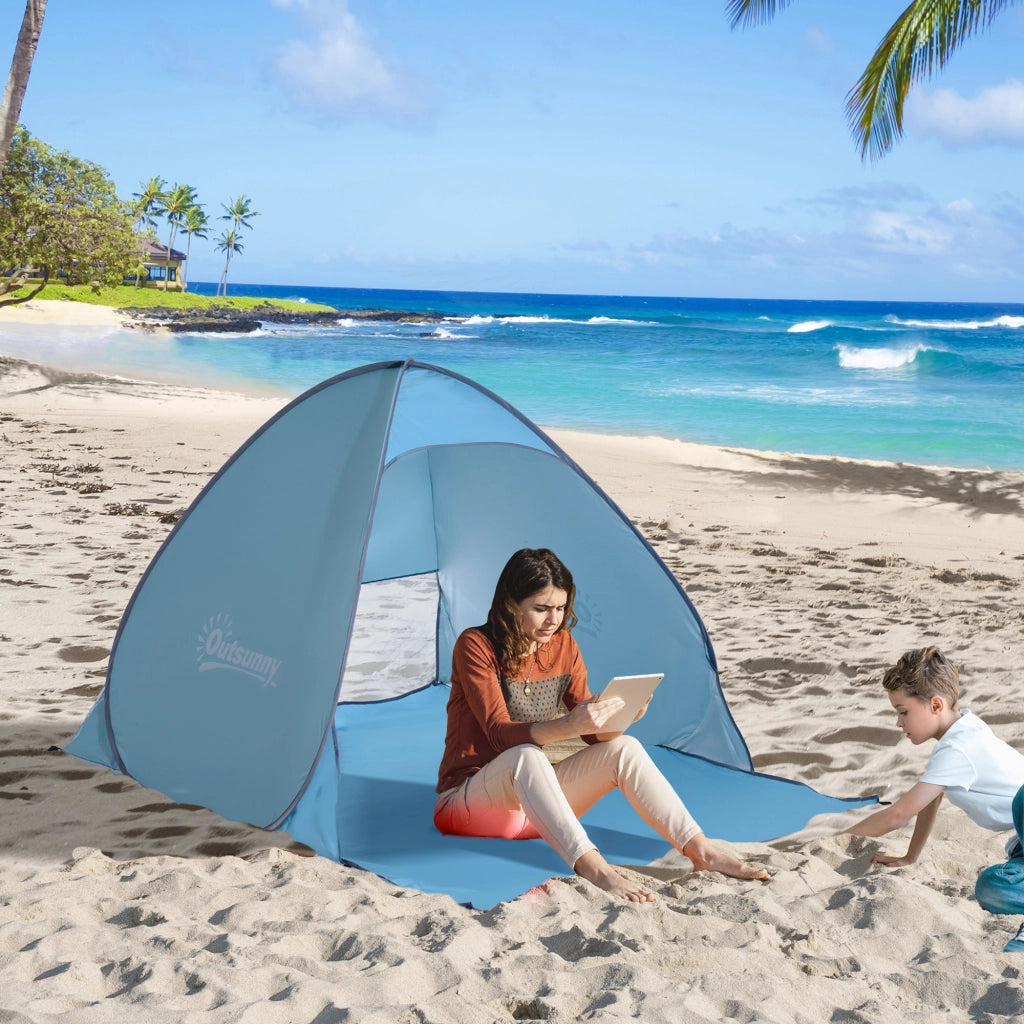Tienda da spiaggia pop-up per 2-3 persone con protezione UV ¨C Zephmum ¨C 200x150x119 cm blu