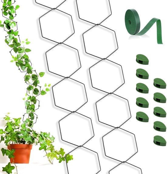 Set di supporti per piante - 18 pezzi - nero - metallo