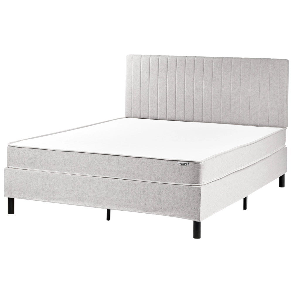 Letto matrimoniale con testiera Materasso a molle insacchettate 160 x 200 cm grigio chiaro camera da letto