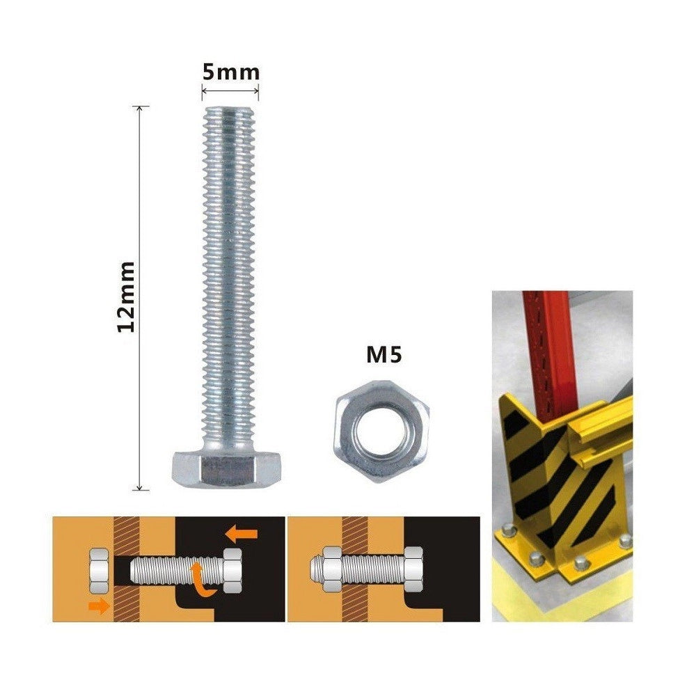 Trade Shop - Set 14 Pz Vite Viti Per Esterno A Testa Esagonali 5x12mm Con Dadi Dado M5 90908 -