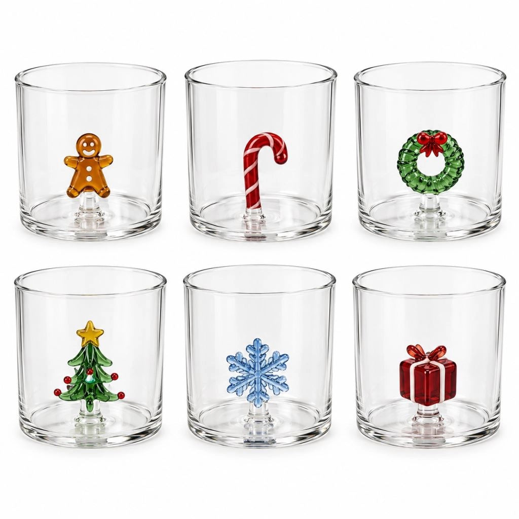 1 Pezzo Bicchiere Natale Tognana Cheermas 350 cc con Decoro 3D 6 Decori