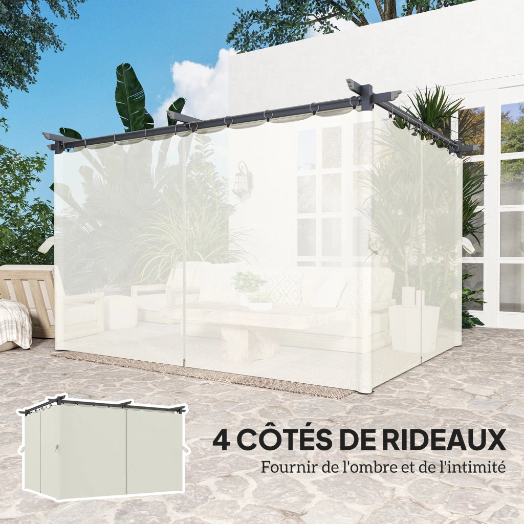 Pergola da giardino esterno ¨C zephmum ¨C 3x4m crema, tetto retrattile, tende, UPF30+