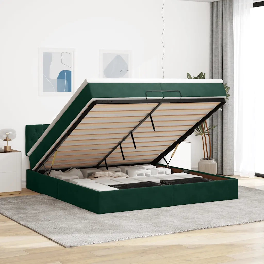 Struttura Letto Pouf con Materasso 200x200 cm in Velluto 3311870