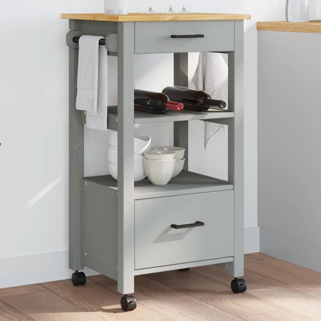 Carrello da Cucina MONZA 48x40x88,5 cm in Legno Massello di Pino 376083