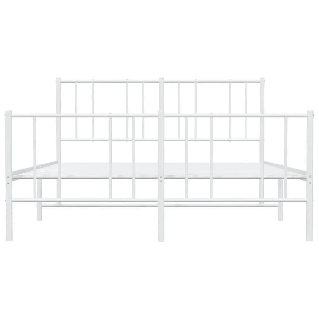 Giroletto con Testiera e Pediera Metallo Bianco 140x200 cm 352548