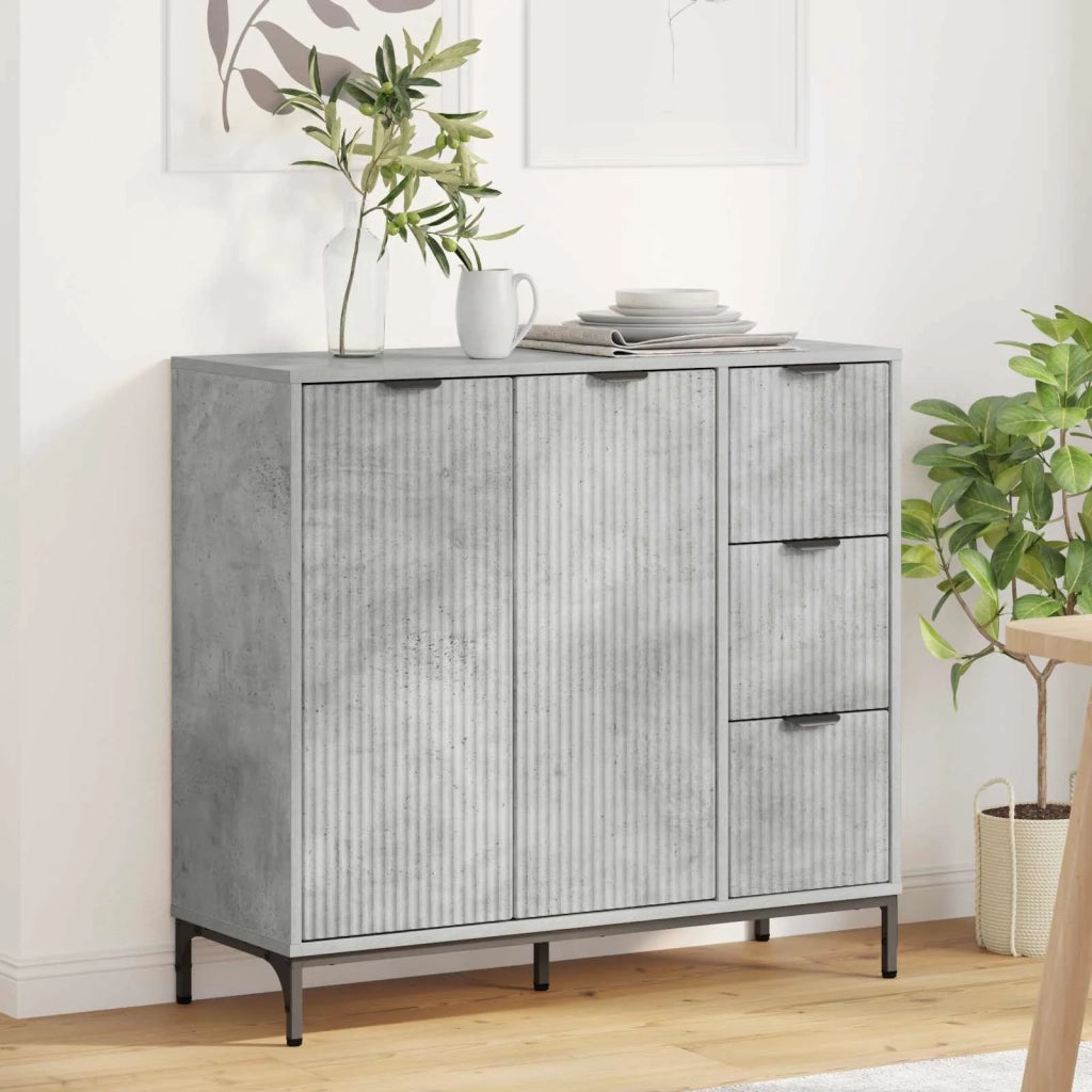 Credenza Grigio cemento 89,5 x 33 x 82 cm Legno multistrato 883457