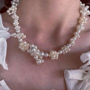 Collana irregolare con perle, tessuta a mano, regalo di Natale o di compleanno.