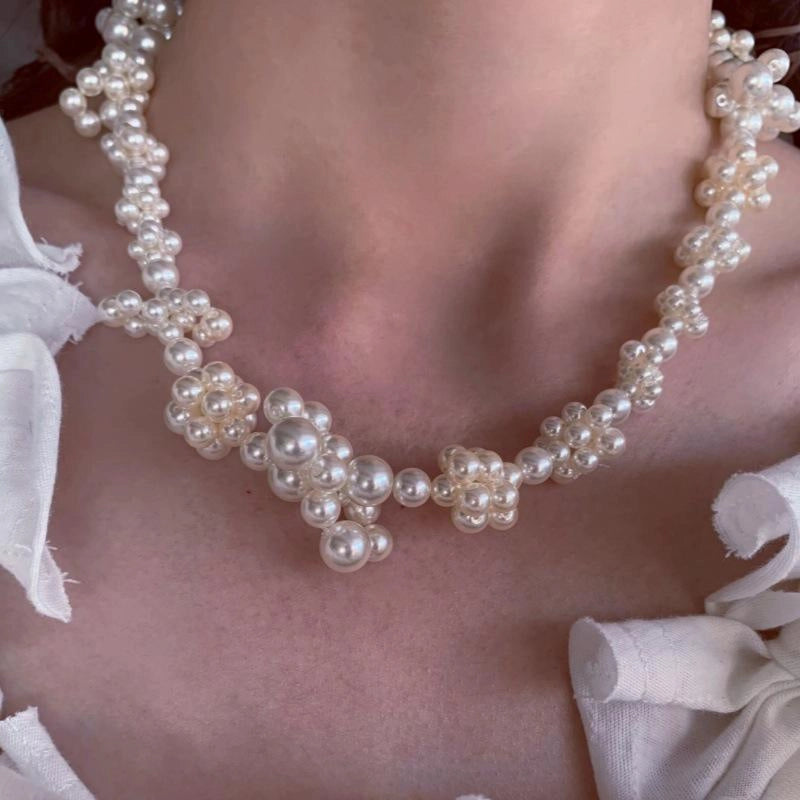 Collana irregolare con perle, tessuta a mano, regalo di Natale o di compleanno.