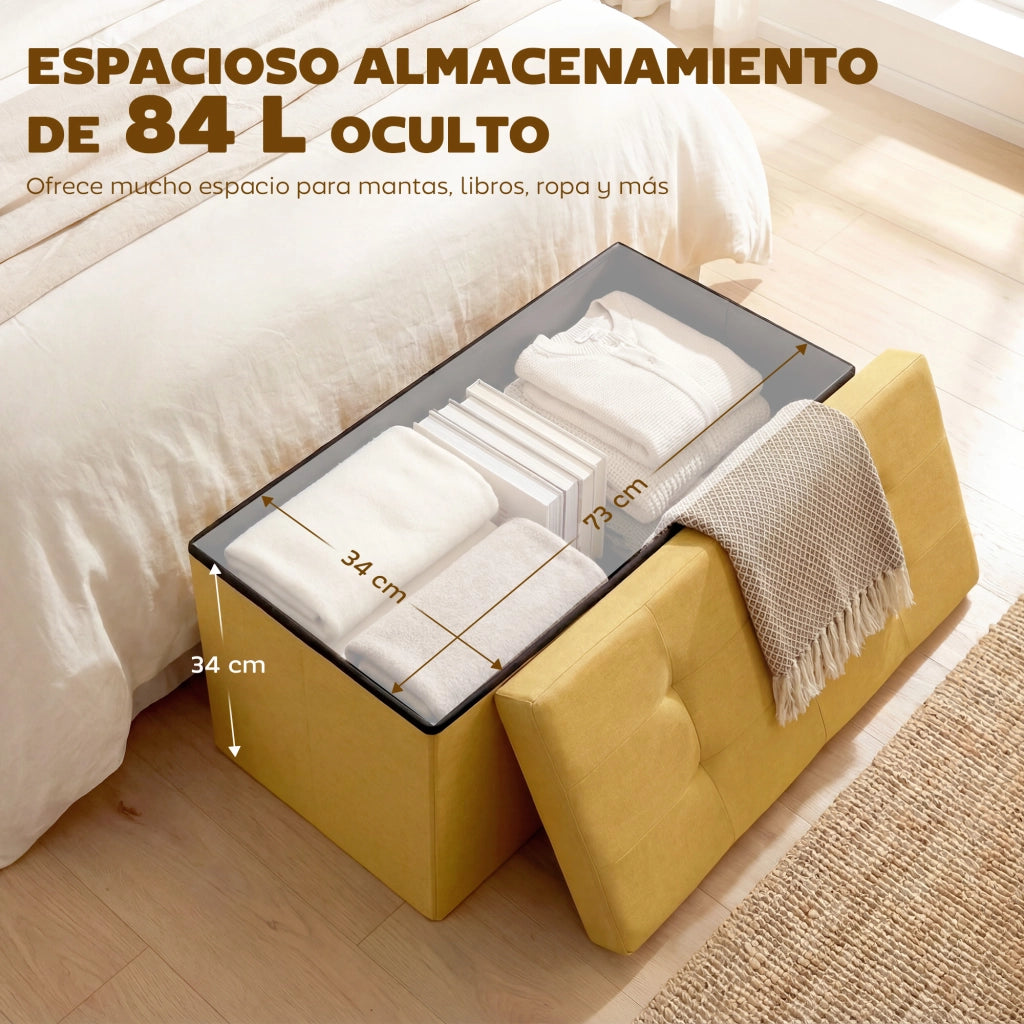 Poltrona Puff con Contenitore ¨C Zephmum ¨C Giallo 76x38x38 cm