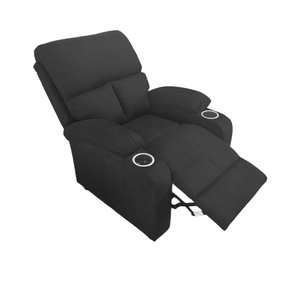 Poltrona recliner manuale Ninetta colore Nero con porta bicchieri – Relax e funzionalità