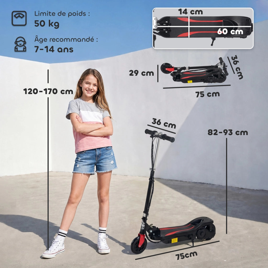 Monopattino Elettrico Pieghevole per Bambini ¨C Xylo ¨C 120W 12km/h 7+ Anni Nero
