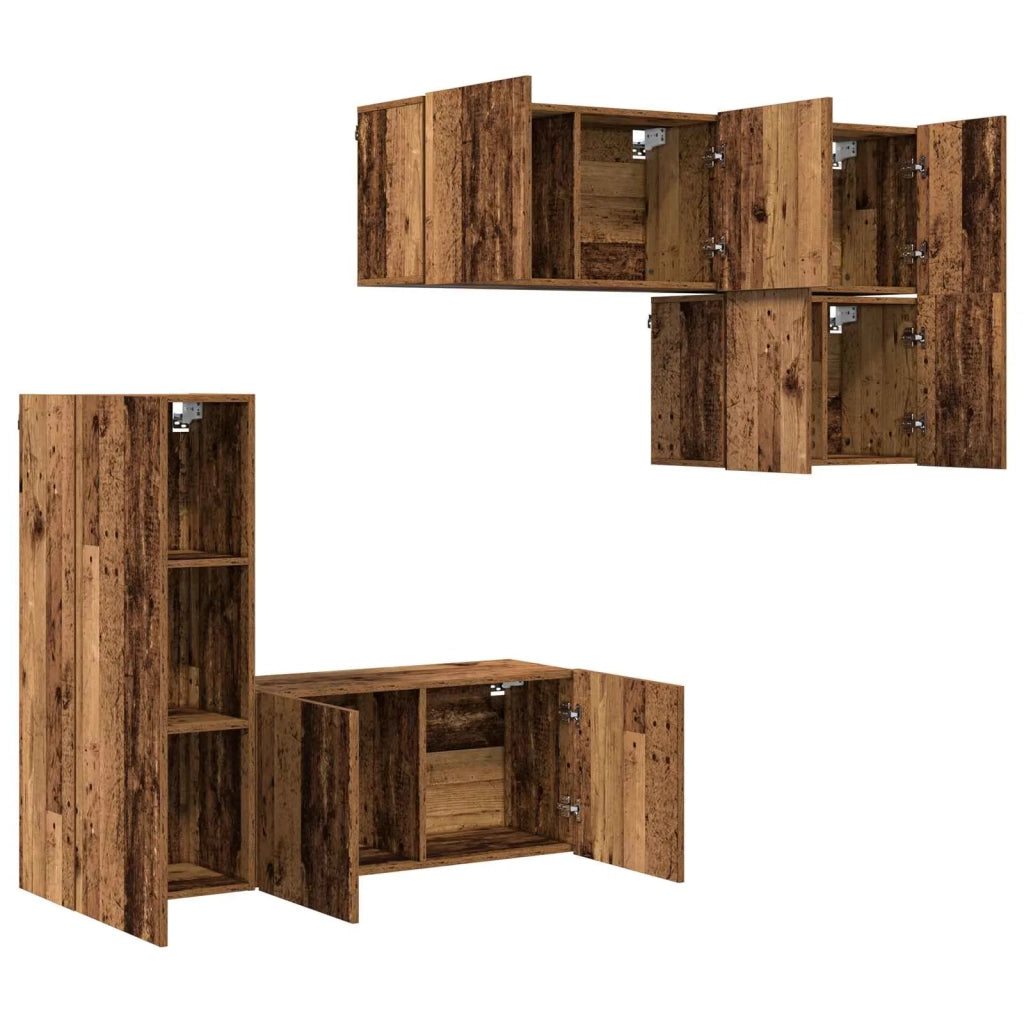 Unit¨¤ TV da Parete 5 pz | Armadietto TV | Mobile Porta TV Legno vecchio Legno multistrato