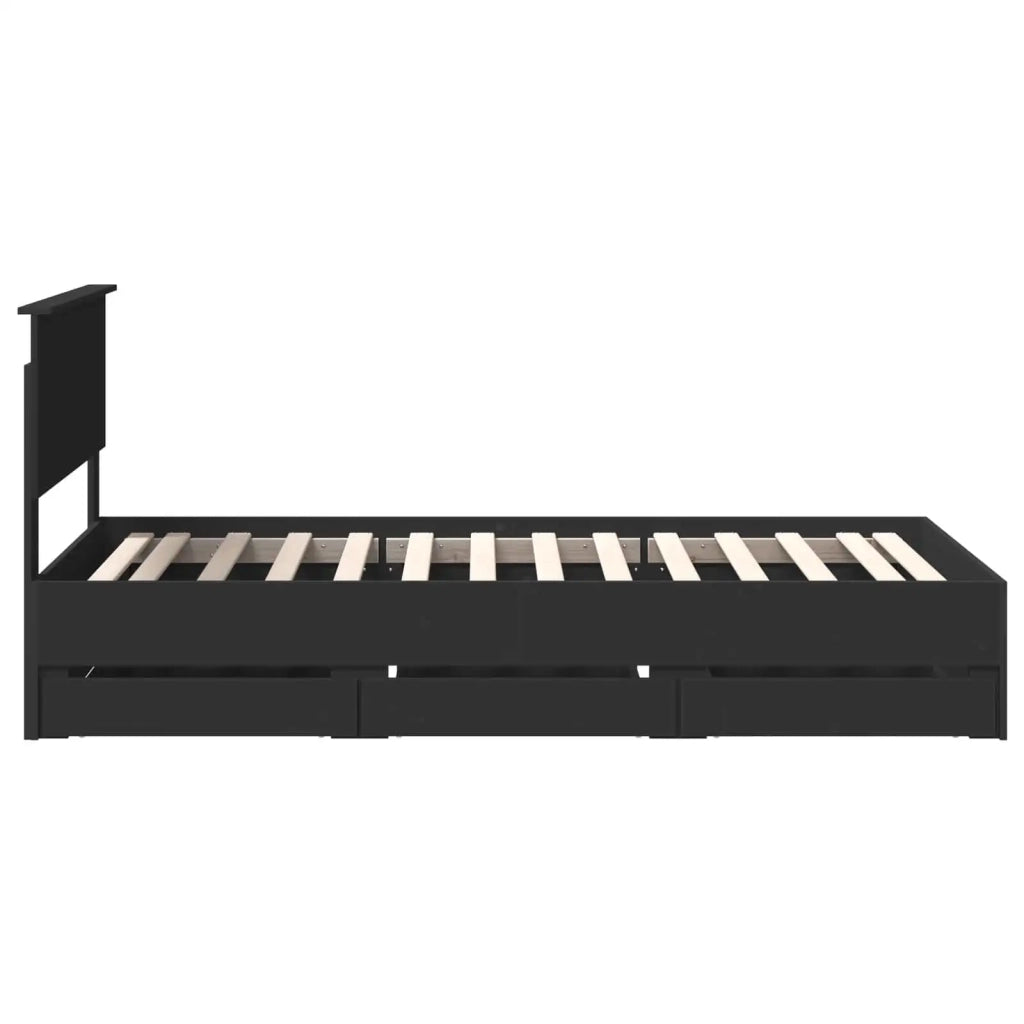 Struttura del letto-Giroletto Nero 100 x 200 cm Legno Ingegnerizzato 260341