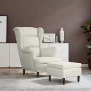 Poltrona con Schienale ad Ala con Poggiapiedi Crema in Vellutocod mxl 73616