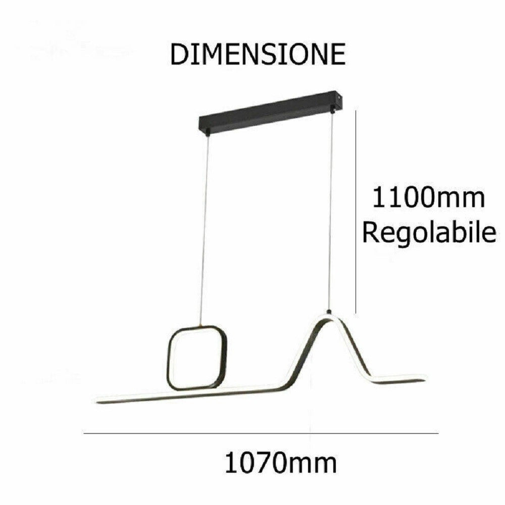 Trade Shop - Lampadario Led A Sospensione Soffitto 46 Watt Moderno Nero Luce 6500k 4000k B57 -