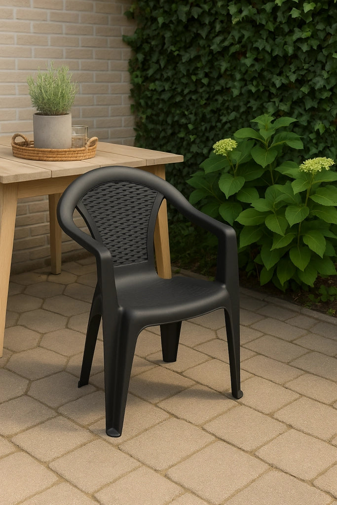 SEDIA RATTAN KORA + BRACCIOLI PROGARDEN  PP ANTRACITE CM 55X54 H.CM 80