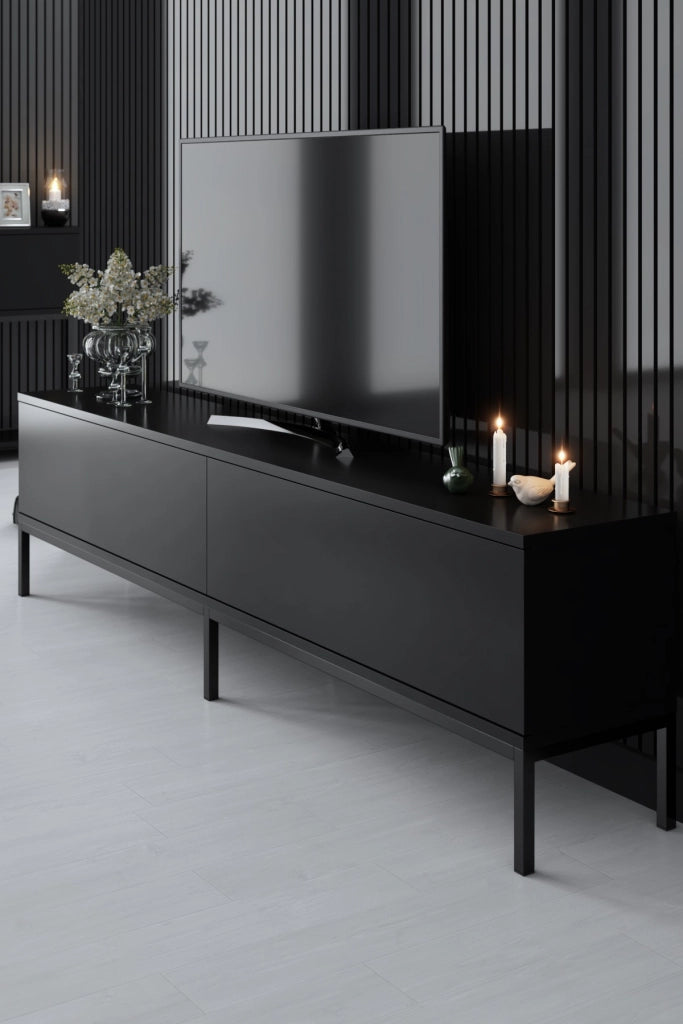 Mobile TV in legno "Lord" - 180 x 30 x 47 cm - Nero