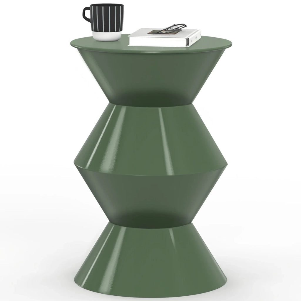 IDMarket - Tavolino rotondo, tavolino da salotto, comodini IRENE 30 cm in metallo verde kaki