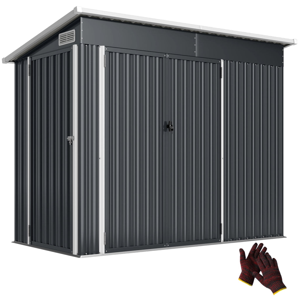Casetta da giardino in metallo ¨C Xylo ¨C 234x132x185cm grigio con tripla porta